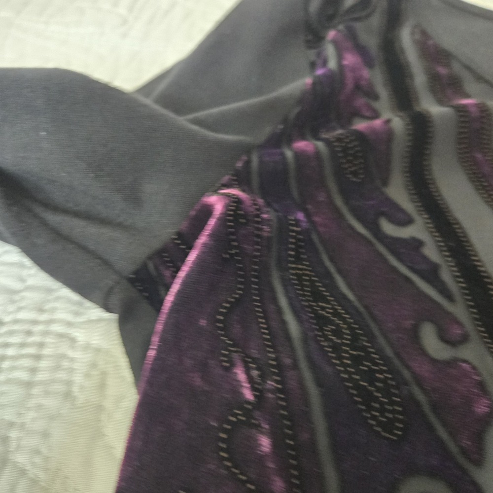 Style & Co y2k Velvet Burnout Purple‎ Black Whimsygoth Dark Fairy Plum Medium - Picture 14 of 16